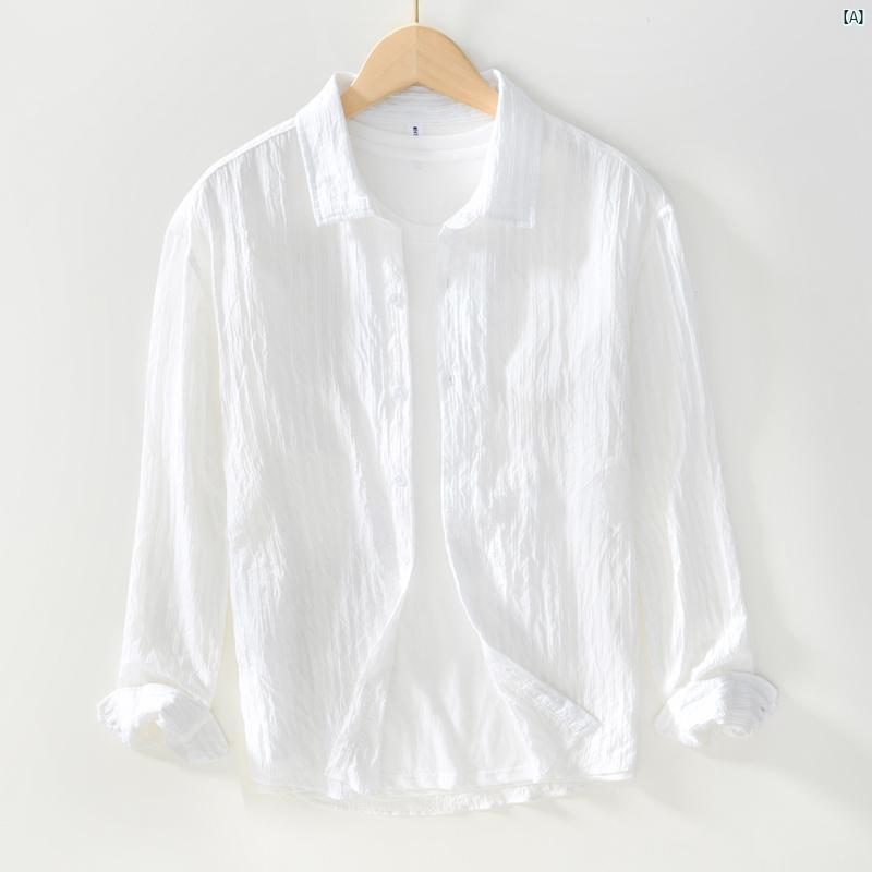 メンズ　ファッション　韓国ファッション　オシャレ　韓国 メンズ 長袖 ホワイト シャツ 春秋 トップス カジュアルインナー アウターシャツ