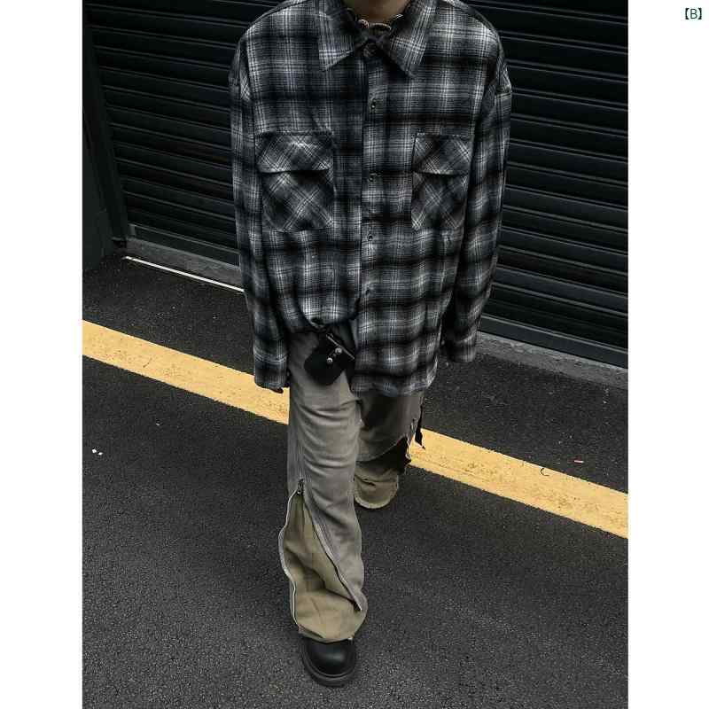 メンズ ファッション 韓国ファッション オシャレ 韓国 アメリカン レトロ チェック柄 男性用 レディース 長袖 シャツ 夏 カップル ジャケット