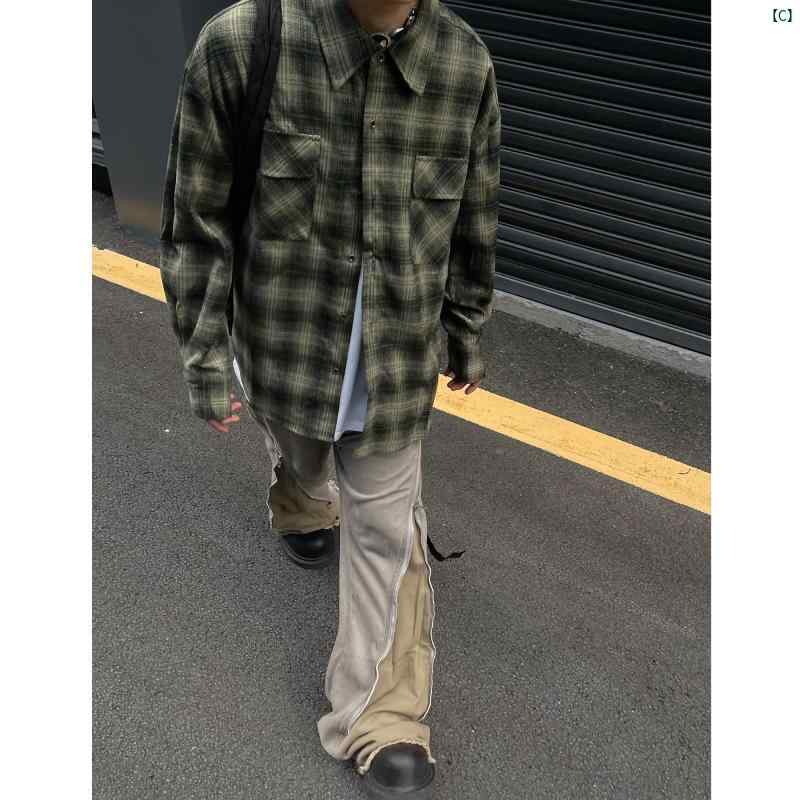 メンズ ファッション 韓国ファッション オシャレ 韓国 アメリカン レトロ チェック柄 男性用 レディース 長袖 シャツ 夏 カップル ジャケット