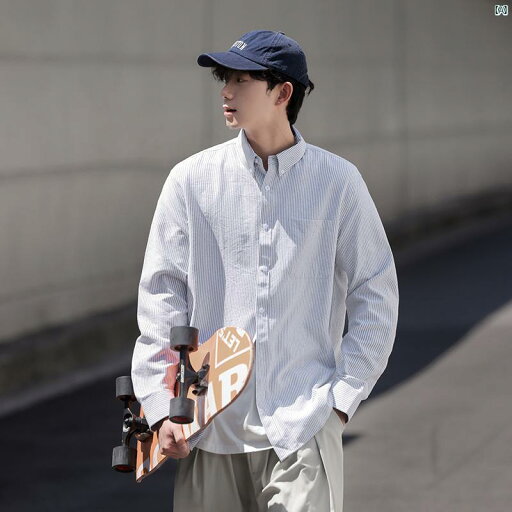メンズ ファッション 韓国ファッション オシャレ 韓国 春秋 メンズ ストライプ 長袖 シャツ カジュアル ハイエンド メンズシャツ ジャケット メンズ ファッション 韓国ファッション オシャレ 韓国 春秋 メンズ ストライプ 長袖 シャツ カジュアル ハイエンド メンズシャツ ジャケット