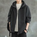 メンズ ファッション 韓国ファッション オシャレ 韓国 フリース フード付き カーディガン セーター メンズ 春秋冬 ソリッドカラー ジャケット 厚手 トップス(4)