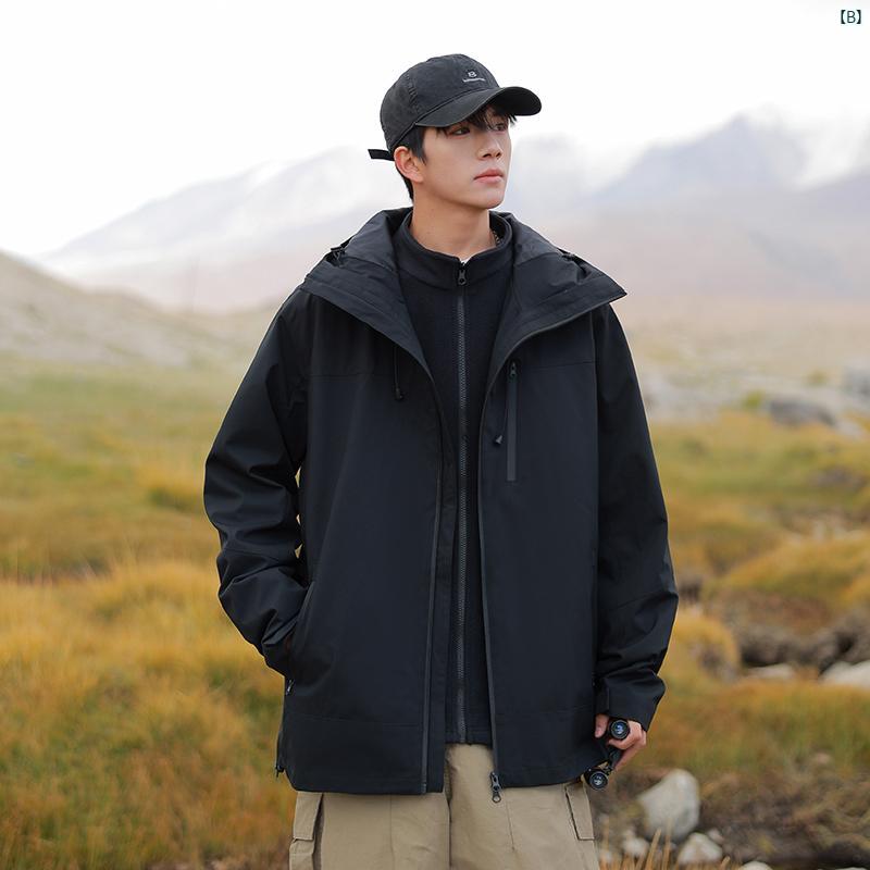 メンズ ファッション 韓国ファッション オシャレ 韓国 eyou 秋冬 男性用 スリーインワン 取り外し 可能 ジャケット スリープ ルーフ