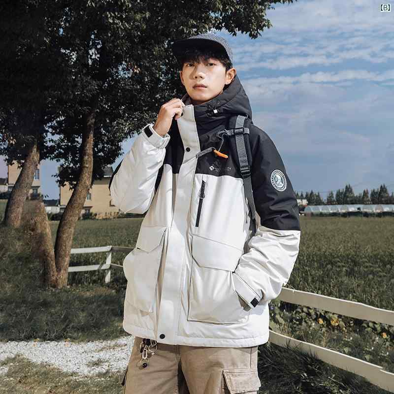 メンズ ファッション 韓国ファッション オシャレ 韓国 作業着 ダウン ジャケット メンズ 冬 厚手 ダック カップル 登山