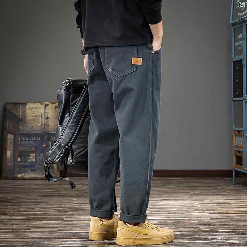 メンズ　男性 ファッション 韓国 オシャレ たり 大歳ストリート 秋 カジュアル オーバー オール アメリカン レトロ コットン 大きいサイズ ストレート パンツ