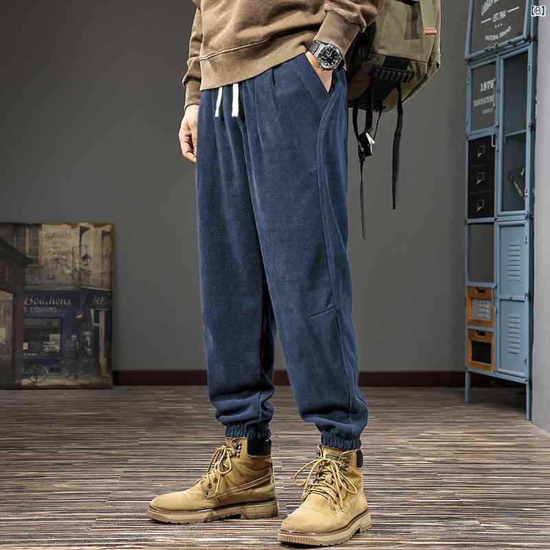 メンズ　男性 ファッション 韓国 オシャレ たり 大歳ストリート 秋 レッグ カジュアル パンツ アメリカ オーストラリア ベルベット ヘビー 大きいサイズ スプライシング スウェットパンツ