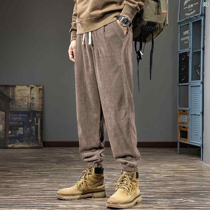 メンズ　男性 ファッション 韓国 オシャレ たり 大歳ストリート 秋 レッグ カジュアル パンツ アメリカ オーストラリア ベルベット ヘビー 大きいサイズ スプライシング スウェットパンツ