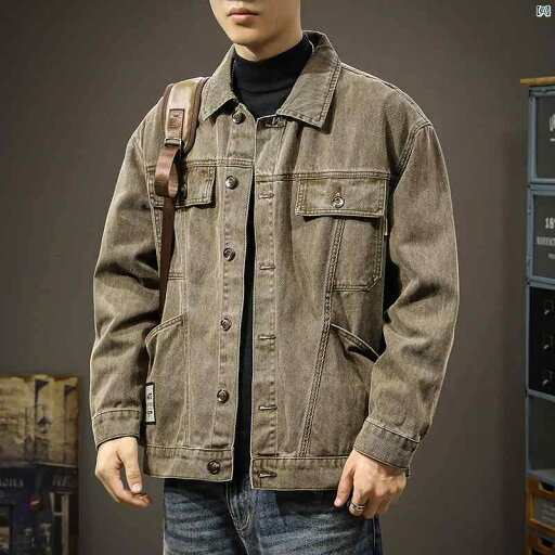 メンズ 男性 ファッション 韓国 オシャレ たり 大歳ストリート 秋 アメリカン レトロ ワークウェア ジャケット カジュアル 春 たり 古風 ウォッシュデニム ジャケット メンズ 男性 ファッション 韓国 オシャレ たり 大歳ストリート 秋 アメリカン レトロ ワークウェア ジャケット カジュアル 春 たり 古風 ウォッシュデニム ジャケット