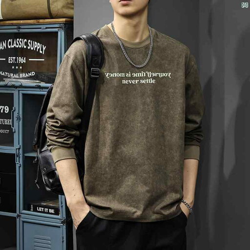 メンズ 男性 ファッション 韓国 オシャレ たり 大歳ストリート 秋 ウェイストランド ウォッシュ プリント 長袖 Tシャツ アメリカン ヘビーウェイト コットンシャツ イン スウェットシャツ メンズ 男性 ファッション 韓国 オシャレ たり 大歳ストリート 秋 ウェイストランド ウォッシュ プリント 長袖 Tシャツ アメリカン ヘビーウェイト コットンシャツ イン スウェットシャツ