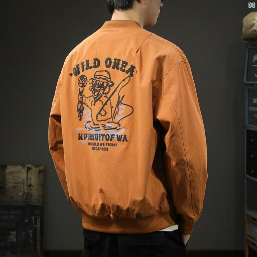 メンズ 男性 ファッション 韓国 オシャレ たり 大歳ストリート アメリカン レトロ ボン バー ジャケット 秋 カジュアル スポーツ プリント 野球 ユニフォーム 大きいサイズ コットンジャケット メンズ 男性 ファッション 韓国 オシャレ たり 大歳ストリート アメリカン レトロ ボン バー ジャケット 秋 カジュアル スポーツ プリント 野球 ユニフォーム 大きいサイズ コットンジャケット