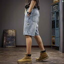 メンズ ファッション オシャレ 男性 大歳ストリート 夏 アメリカン レトロ ウォッシュ ライト カラー デニムショートパンツ メンズ 耐久性 ウエスト ストレート レッグ 1667mm パンツ(4)