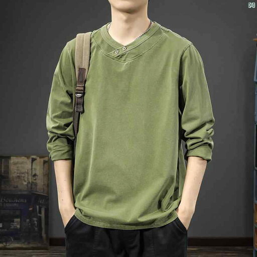 メンズ ファッション オシャレ 男性 大歳ストリート アメリカン レトロ ウォッシュ メンズ 長袖 Tシャツ トップ 秋 ハイエンド 厚手 コットン ボトム シャツ メンズ ファッション オシャレ 男性 大歳ストリート アメリカン レトロ ウォッシュ メンズ 長袖 Tシャツ トップ 秋 ハイエンド 厚手 コットン ボトム シャツ