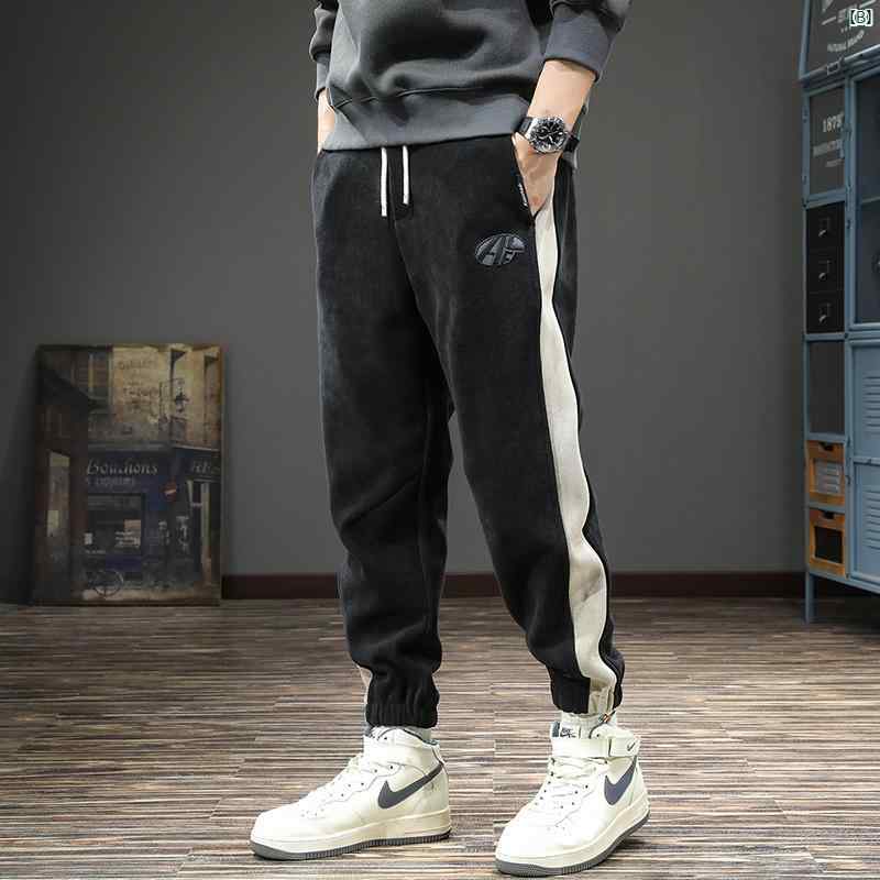 メンズ　ファッション　オシャレ　男性　大歳ストリート メンズ 高級 シェニール スポーツ カジュアル パンツ 秋 コーデュロイ スウェットパンツ アメリカ