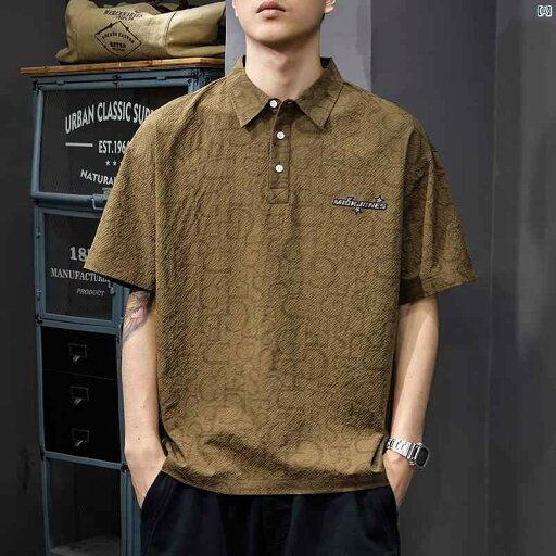メンズ ファッション オシャレ 男性 大歳ストリート 夏 プリント メンズ ポロシャツ アメリカン レトロ 半袖 Tシャツ 刺繍 メンズ ファッション オシャレ 男性 大歳ストリート 夏 プリント メンズ ポロシャツ アメリカン レトロ 半袖 Tシャツ 刺繍