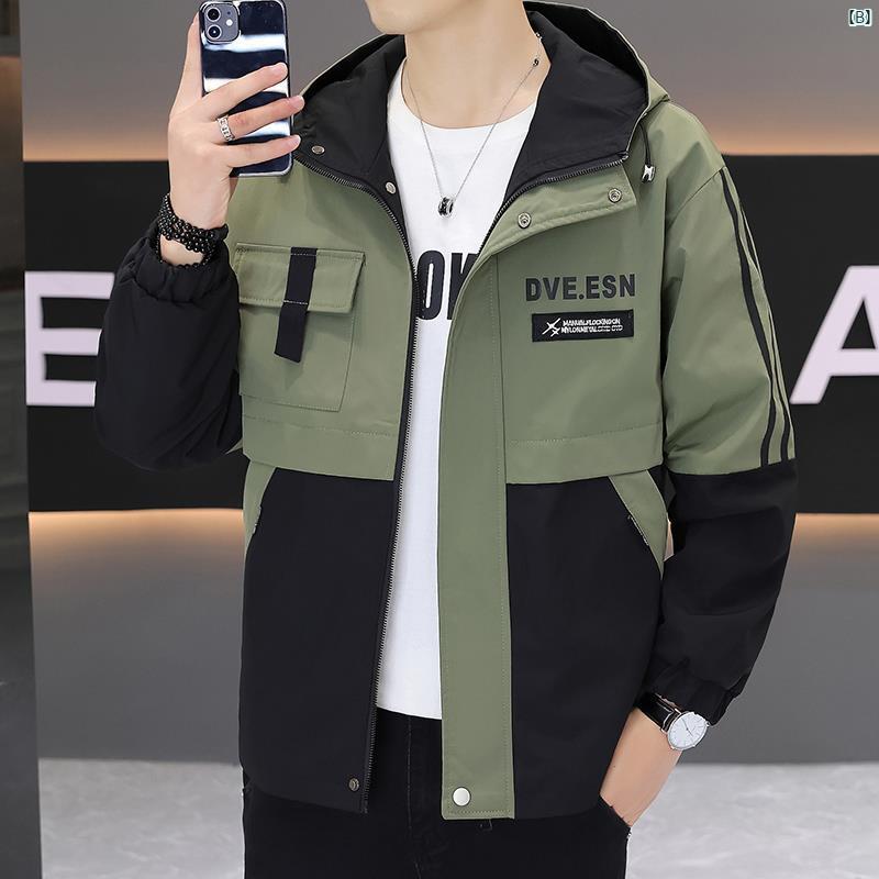 メンズ　ファッション　韓国ファッション　オシャレ　カジュアル　男性用　大歳 春秋 カジュアル ジャケット メンズ 韓国 カラーマッチング フード付き ワークウェア