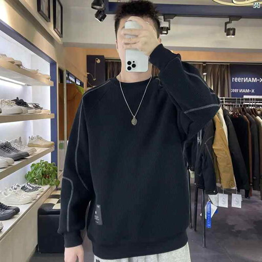 メンズ ファッション 韓国ファッション オシャレ カジュアル 男性用 大歳 ピット ストリップ テクスチャ ヘビー ラウンドネック スウェットシャツ メンズ 春秋 ボトム シャツ メンズ ファッション 韓国ファッション オシャレ カジュアル 男性用 大歳 ピット ストリップ テクスチャ ヘビー ラウンドネック スウェットシャツ メンズ 春秋 ボトム シャツ