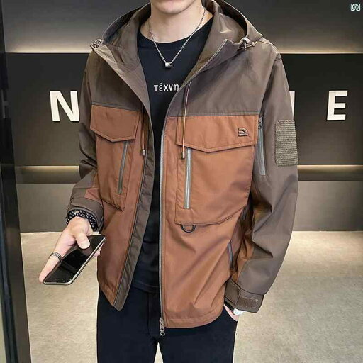 メンズ ファッション 韓国ファッション オシャレ カジュアル 男性用 大歳 店主 春秋 メンズ ワークウェア ジャケット カラー ブロック ハイエンド メンズ ファッション 韓国ファッション オシャレ カジュアル 男性用 大歳 店主 春秋 メンズ ワークウェア ジャケット カラー ブロック ハイエンド
