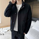 メンズ ファッション 韓国ファッション オシャレ カジュアル 男性用 大歳 スタンドカラー ジャケット メンズ 秋冬 ファッション ソリッドカラー ワークトップ(4)