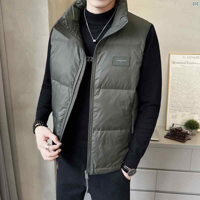 メンズ　ファッション　韓国ファッション　オシャレ　カジュアル　男性用　大歳 スタンドカラー ダウン ベスト ジャケット メンズ 秋冬 アウター 軽量 暖かい キルティング チョッキ トップス