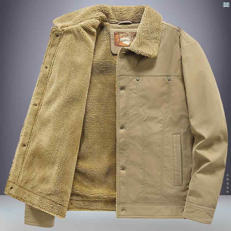 メンズ　ファッション　韓国ファッション　オシャレ　カジュアル　男性用　大歳 大きいサイズ シェルパ ジャケット メンズ 秋冬 ベルベット 厚く 暖かい ワークウェア トップ