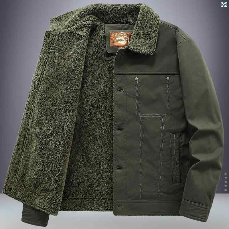 メンズ　ファッション　韓国ファッション　オシャレ　カジュアル　男性用　大歳 大きいサイズ シェルパ ジャケット メンズ 秋冬 ベルベット 厚く 暖かい ワークウェア トップ