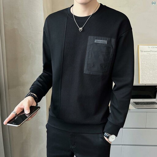 メンズ ファッション 韓国ファッション オシャレ カジュアル 男性用 大歳 ラウンドネック 織り パッチワーク スウェットシャツ 男性用 春秋 ファッション 薄手 長袖 シャツ トップ メンズ ファッション 韓国ファッション オシャレ カジュアル 男性用 大歳 ラウンドネック 織り パッチワーク スウェットシャツ 男性用 春秋 ファッション 薄手 長袖 シャツ トップ