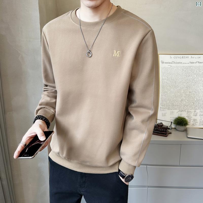 メンズ　ファッション　韓国ファッション　オシャレ　カジュアル　男性用　大歳 ラウンドネック ヘビーウェイト プルオーバー スウェットシャツ 男性用 秋冬 ファッション 無地 アウターウェア シャツ トップ