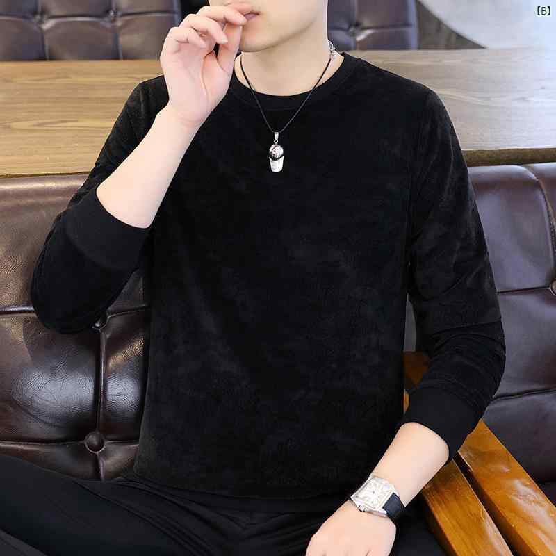 メンズ　ファッション　韓国ファッション　オシャレ　カジュアル　男性用　大歳 ラウンドネック アイスランド ベルベット エンボス トレーナー 秋冬 男性用 暖かい インナー 長袖 シャツ トップ
