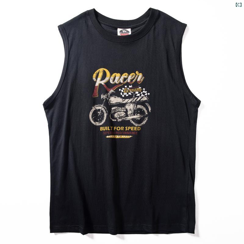メンズ　ファッション　男性用　カジュアル　オシャレ ベスト メンズ 夏 コットン ノースリーブ Tシャツ フィットネススポーツ レジャー オートバイ チョッキ トップ