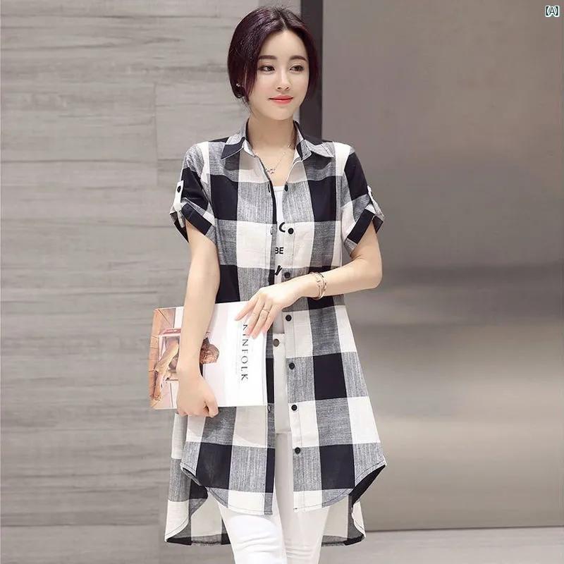 レディース　レディース　ファッション　オシャレ　カジュアル コットン 長袖 ミドル丈 シャツ スカート 初秋 韓国 ファッション カーディガン チェック柄 大きいサイズ たり スリム ベースのサムネイル