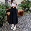 レディース レディース ファッション オシャレ カジュアル レトロ 作業着 Aラインイン アンブレラ スカート ミドル丈 春夏 ストレート ショート ロング(4)