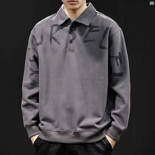 メンズ 男性 メンズファッション オシャレ カジュアル ポロ カラー スウェットシャツ メンズ 厚手 紳士服 大きめ サイズメンズ 服 秋冬 長袖 レター プリント メンズ 男性 メンズファッション オシャレ カジュアル ポロ カラー スウェットシャツ メンズ 厚手 紳士服 大きめ サイズメンズ 服 秋冬 長袖 レター プリント
