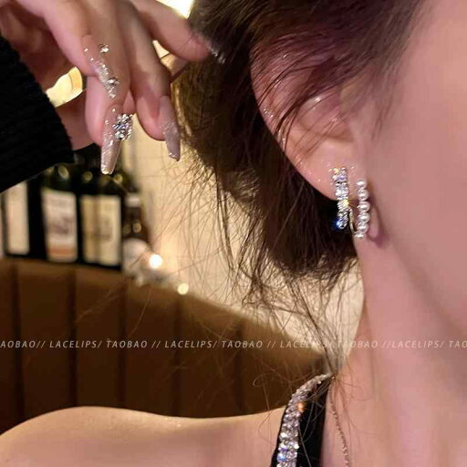 レディース ファッション レディース オシャレ 綺麗 アクセサリー 二層 ジルコン パールイヤリング ホット ハイエンド イヤリング ライト 高級