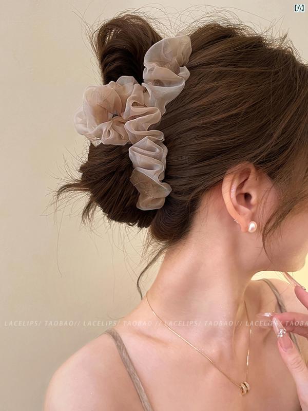 レディース　ファッション　レディース　オシャレ　綺麗　アクセサリー 髪 たくさん 見せる 後ろ髪用 スーパー フェアリー メッシュ ヘア クリップ 大きい シャーク 高級感