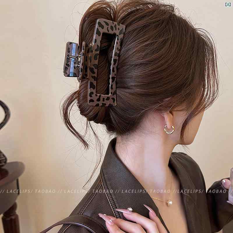 レディース　ファッション　レディース　オシャレ　綺麗　アクセサリー ヒョウ スクエア ヘア クリップ大 サメ クリップ 後頭部 ハイエンド アクセサリー