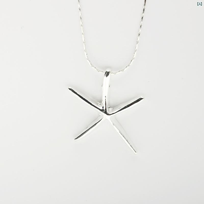 ユニセックス 男性 レディース アクセサリー オシャレ 韓国 シンプル 立体 ヒトデ ペンダント ネックレス ガールズ 学生 ハイエンド
