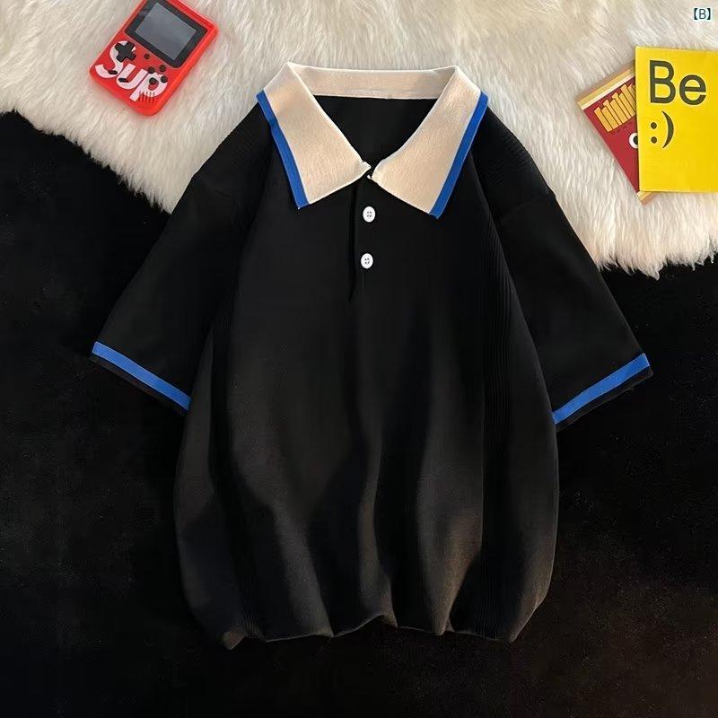 メンズ　ファッション　カジュアル 冷感 半袖 ポロシャツ 夏用 薄手 通気性 四分袖 Tシャツ ハイエンド ファッション アメリカ トップ