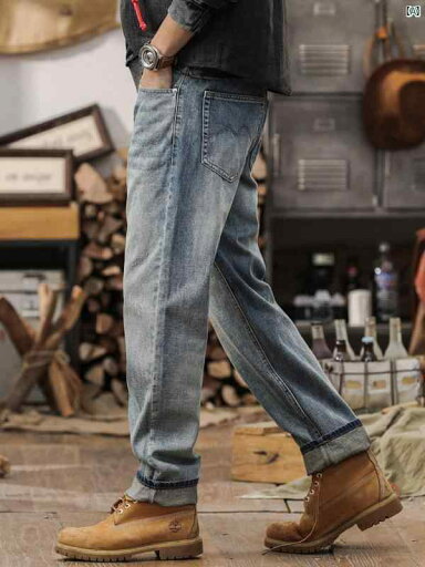 メンズ カジュアル 男性 オシャレ アメリカ クラシック ジーンズ 男性用 ストレート レッグ シンプル ダメージ ウォッシュ カジュアル パンツ メンズ カジュアル 男性 オシャレ アメリカ クラシック ジーンズ 男性用 ストレート レッグ シンプル ダメージ ウォッシュ カジュアル パンツ