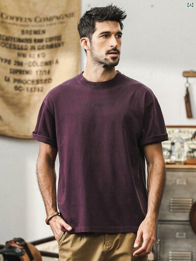 メンズ カジュアル 男性 オシャレ アメリカン レトロ 二重 糸 半袖 Tシャツ 男性用 夏 ヘビーウォッシュ イン ルース メンズ メンズ カジュアル 男性 オシャレ アメリカン レトロ 二重 糸 半袖 Tシャツ 男性用 夏 ヘビーウォッシュ イン ルース メンズ