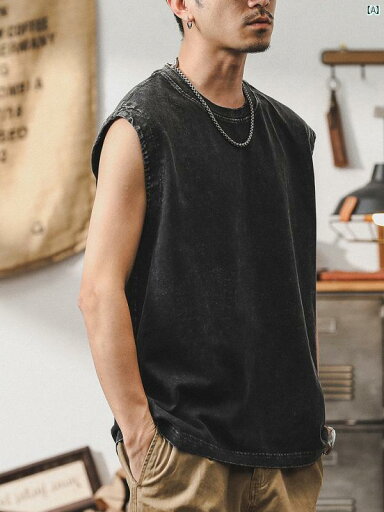メンズ カジュアル 男性 オシャレ アメリカン オールド ウォッシュ ベスト メンズ サマー スポーツ ノースリーブ Tシャツ フィットネス チョッキ トップ メンズ カジュアル 男性 オシャレ アメリカン オールド ウォッシュ ベスト メンズ サマー スポーツ ノースリーブ Tシャツ フィットネス チョッキ トップ