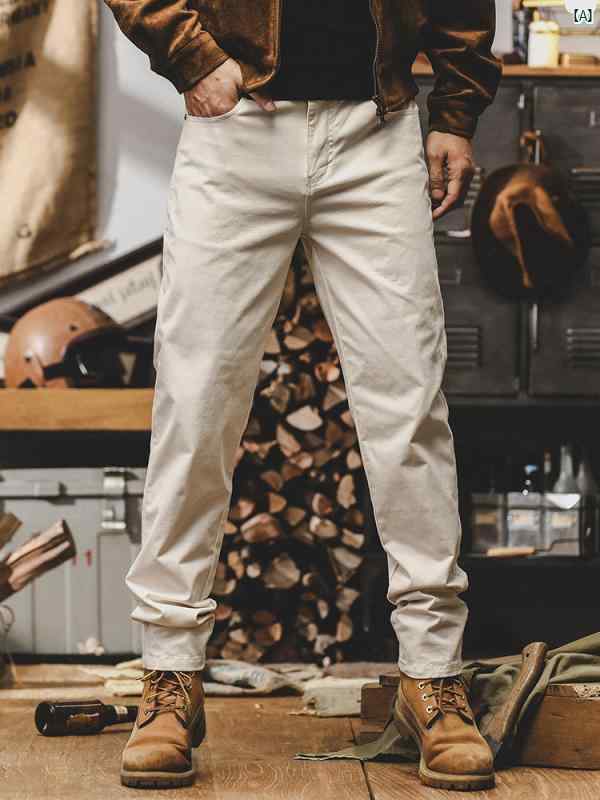 メンズ　カジュアル　男性　オシャレ ジェイ レノ アメリカン レトロ ワークパンツ ストレート 秋 シンプル カジュアル パンツ
