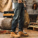 メンズ カジュアル 男性 オシャレ 秋 男性用 アメリカン レトロ スプラッシュ インク ジーンズ ストレート ストリート パンツ カジュアル パンツ(4)