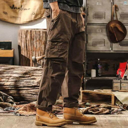 メンズ カジュアル 男性 オシャレ アメリカ レトロ 男性用 ワークパンツ 秋 ストレート パンツ アウトドア ハンティング スーツ ブラウン カジュアル メンズ カジュアル 男性 オシャレ アメリカ レトロ 男性用 ワークパンツ 秋 ストレート パンツ アウトドア ハンティング スーツ ブラウン カジュアル