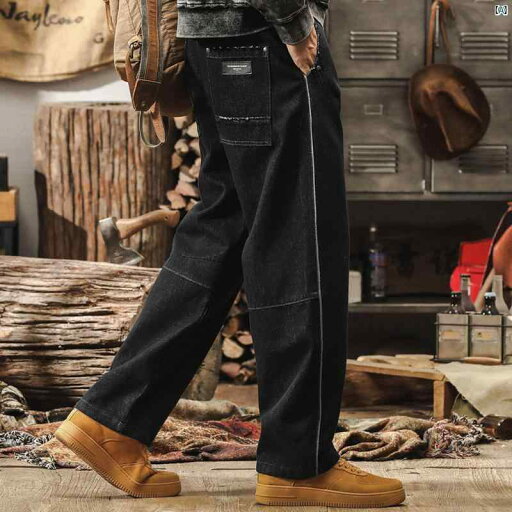 メンズ カジュアル 男性 オシャレ 秋 男性用 アメリカン レトロ ワイド レッグ ジーンズ ファッション ストレート 反応 染料 ウォッシュ カジュアル パンツ メンズ カジュアル 男性 オシャレ 秋 男性用 アメリカン レトロ ワイド レッグ ジーンズ ファッション ストレート 反応 染料 ウォッシュ カジュアル パンツ