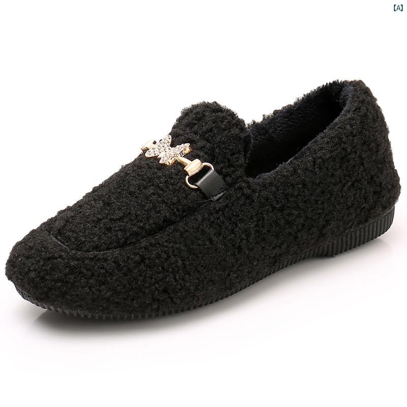 レディース オシャレ　靴　レディース 毛皮 靴 冬 アウターウェア ソフト ソール ビーニー シューズ新 布靴 ベルベット 保温性