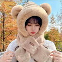ファッション ファッション小物 小物 オシャレ クマ 帽子 秋冬 レディース スカーフ ワンピース フード付き かわいい 暖かい サイクリング 耳保護(4)