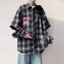 メンズ ファッション 男性 オシャレ カジュアル 夏 取り外し 可能 男性用 長袖 シャツ アメリカン ストリート チェック柄 カップル 屋外着用 日焼け防止 服(4)