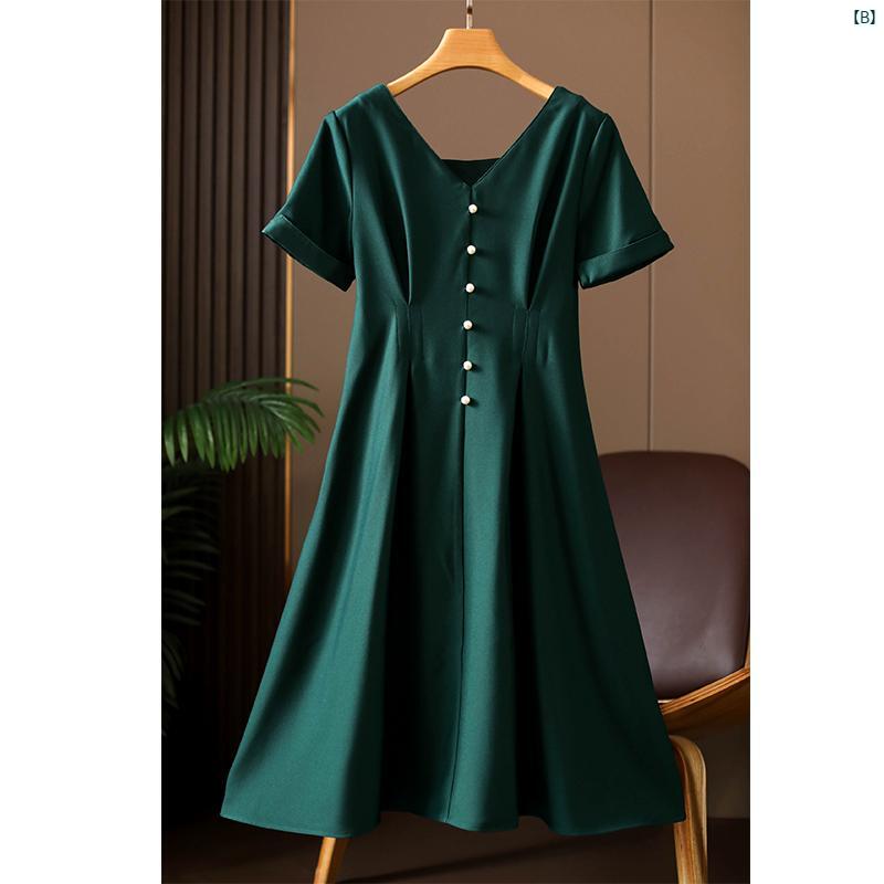 レディース ファッション　オシャレ　カジュアル　かわいい　綺麗 高級感 着 こし 無地 好む ハイエンド 彫刻 ウエスト スリム ソリッドカラー Vネック ドレス