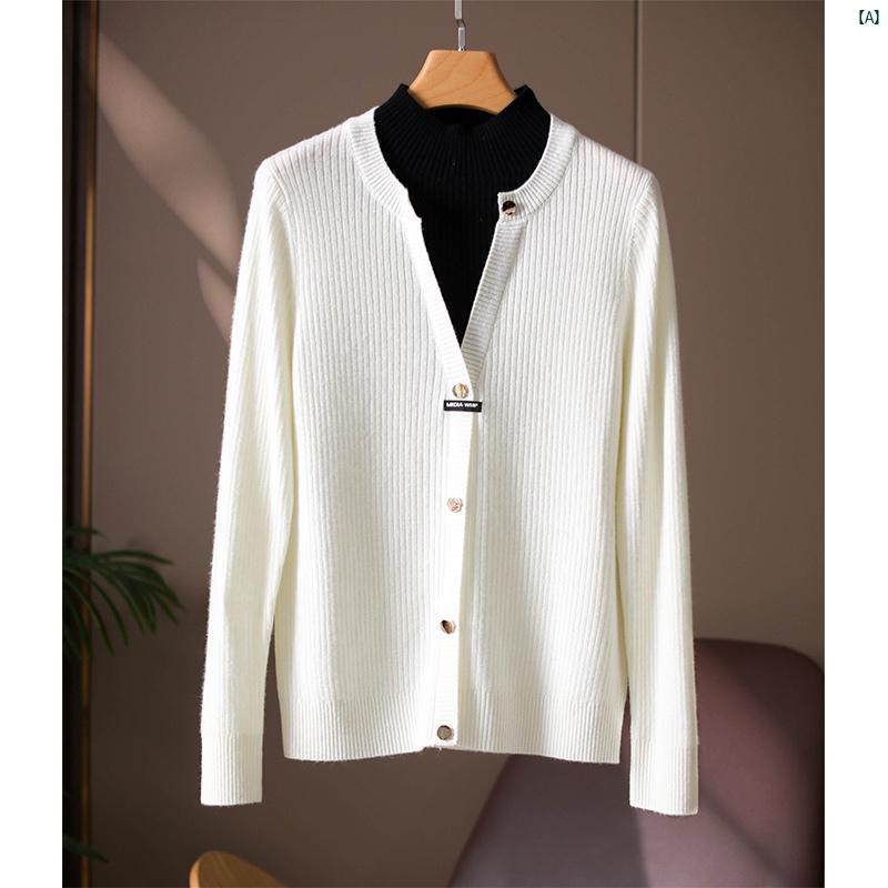 レディース ファッション　オシャレ　カジュアル　かわいい　綺麗 優しくて 知的 美しさ コントラスト カラー レディース フェイク 2点 ハーフ タートルネックニット カーディガン セーター