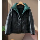 レディース ファッション オシャレ カジュアル かわいい 綺麗 希少 美 品 美しくて 暖かい ホワイトダックダウン入り 厚手 革 レディース ショート レザージャケット(4)