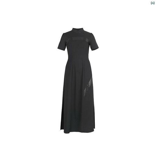 レディース レディース ファッション オシャレ モダン 海外風 中華風 ブラック ドレス レディース 夏 クール シンプル スプライシング 長袖 スカート レディース レディース ファッション オシャレ モダン 海外風 中華風 ブラック ドレス レディース 夏 クール シンプル スプライシング 長袖 スカート